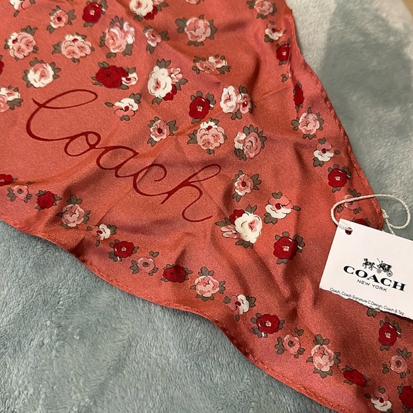 100% silk Coach floral scarf - Picture 1 of 6